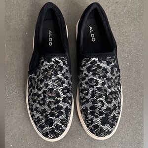 Also Cheetah Bedazzled Slip on Sneakers